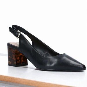 Aldo Womens 6.5 Aloicia Slingback Pumps Black Leather Tortoiseshell Court Heels